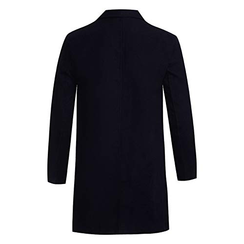 Men Long Trench Coat Long Sleeve Single Breasted Winter Lapel Button Down Jacket Coat Pea Coat Overcoat by Lowprofile Black