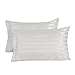 Bedsure Two-Pack Satin Pillowcases Set for Hair Cool and Easy to WASH King 20x40 Striped Silver Grey with Envelope Closure