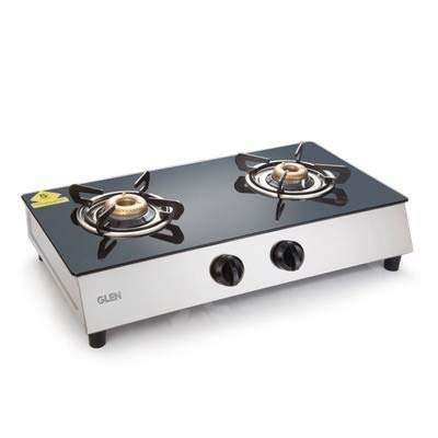 Glen 2 Burner Stainless Steel Plus Glass Gas Stove 1023 GT Retro with 5 Year Warranty