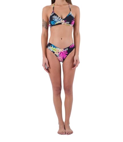 Hurley Damen Hana Rvsb Moderate Bottom Bikinihöschen, Black/Tiki Multi, S