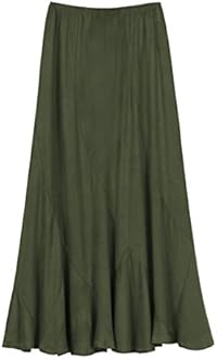 Urban CoCoWomen's 2024 Vintage Elastic Waist A-Line Pleated Loose Long Midi Skirt