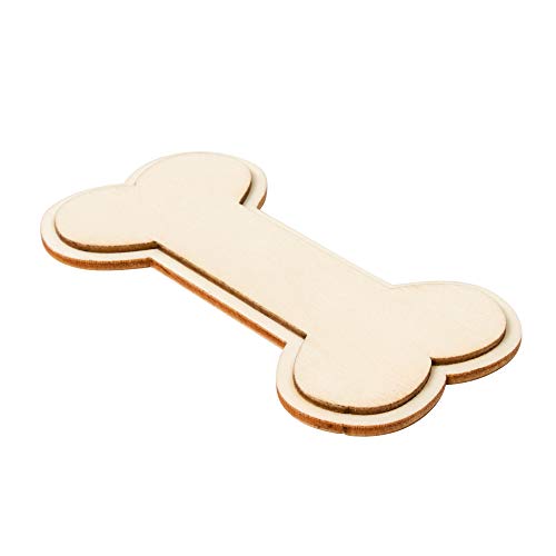 24-Pack Unfinished Wood Dog Bone Cutout - 4.1 x 2.2-Inch Shaped Wood Pieces for Kids DIY Craft, Dog House Decoration - Thumbnail 4
