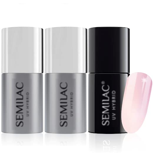 Semilac Base Coat, Top Coat & UV Gel Colour Polish. Long Lasting, Chip Resistant & Easy To Apply. 052 Pink Opal Colour UV Gel Nail Varnish. Perfect For Manicure or Pedicure.