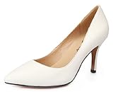 Honeystore Women's Rubber Sole Work Sheepskin Pumps White 7.5 B(M) US