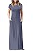VIISHOW Women's Short Sleeve Loose Plain Maxi Dresses Casual Long Dresses with Pockets (Small, Purple Gray)