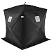 Tangkula Pop-up Ice Shelter 2-Person with Detachable Ventilation Windows, Zippered Door & Carry Bag Frost Resisting Durable Oxford Fabric Waterproof Portable Ice Fishing Tent Shanty, Black primary