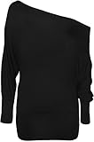 WearAll Women's Off-Shoulder Batwing Top - Black - US 12-14 (UK 16-18)