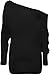 WearAll Ladies Off Shoulder Batwing Long Sleeves Plain T-Shirt Womens Tunic Top - Black - 8-10