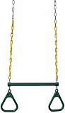 Jungle Gym Kingdom 18" Trapeze Swing Bar with Rings 48" Heavy Duty Chain Swing Set Accessories (Toy)