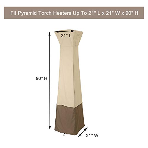 Gekufa Pyramid Torch Patio Heater Cover Heavy Duty Waterproof Propane Cover, 21 x 21 x 90 Inch