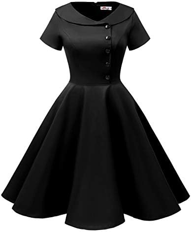 ALAGIRLS Womens 1950s Retro Rockabilly Swing Knee Length Dress Vintage Short Sleeves