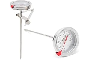 Stainless Steel Deep Fry Thermometer with 5cm Dial Indicator - Food Grade Measuring Tool for Oil Pan, Frying, Grilling - 50℃ 