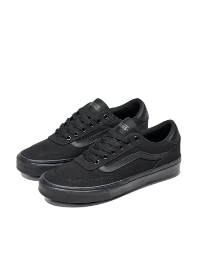 VANS MEN’S BROOKLYN LS SHOE – LOW-TOP FASHION SNEAKERS FOR CASUAL WEAR. CANVAS BLACK/BLACK. 10