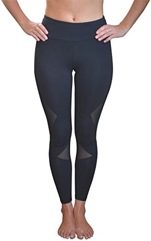 Women's Leggings Mesh Insert Yoga Pants by Yoggir (Large, Black)