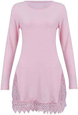 Women's Long Sleeve Lace Split Sweatshirt Pullover Blouse Ladies' Tops Tees Shirts Solid Color