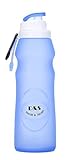 Collapsible Water Bottles BPA Free - Foldable Filter Sports Hydrated Cup - for Cycling,Camping,Hiking,Travel - Durable,Reusable with Leak-proof Lid - 20 Oz(Blue)