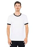 American Apparel Men's Poly-Cotton Short Sleeve Ringer T-Shirt, White/Black, X-Large