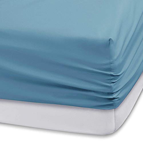The Great American Store Attached Waterbed Sheets King Size 20 Inch Extra Deep Pocket Solid Baby Blue - 1800 Series Brushed Microfiber Deep Pocket Bed Sheets for Waterbed - Thumbnail 3