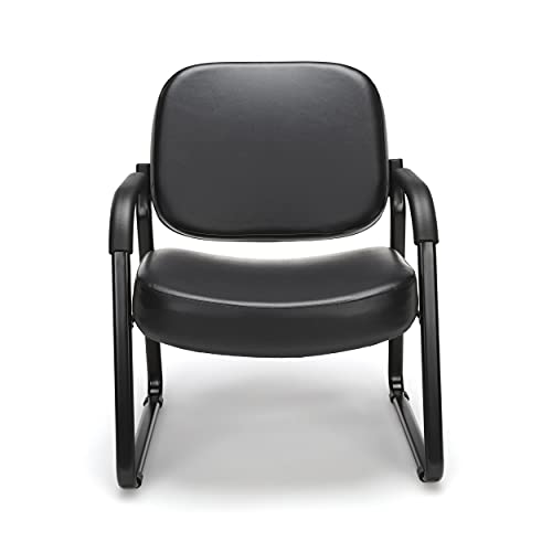 OFM Core Collection Big and Tall Guest and Reception Chair with Arms, Vinyl, Black Pricepulse