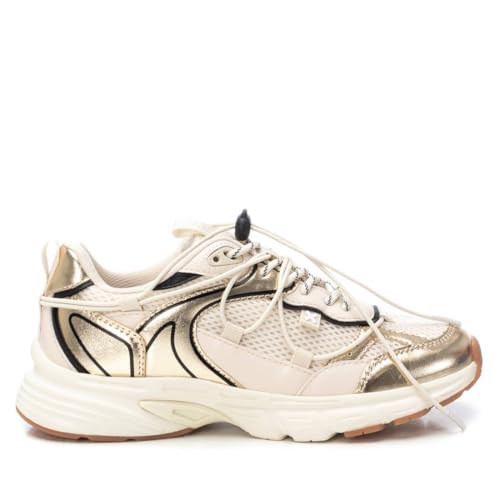 - Zapatilla Mujer Oro - Calzado Cómodo y Versátil - Moda Casual - Modelo 14405202 (Talla 38)