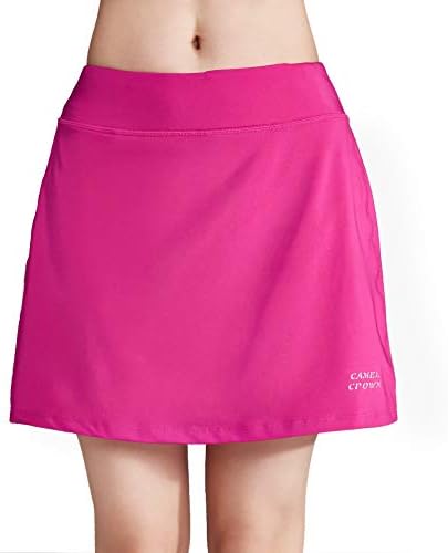CAMELSPORTSWomen's Tennis Skirts High Waisted Athletic Workout Golf Skorts with Pockets Built-in Shorts Sports Running Skirts