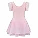 FEESHOW Kids Girls' Ruffle Flutter Sleeve Gymnastic Leotard Ballet Tutu Dress Skirt Princess Dance wear Costumes Pink 5-6
