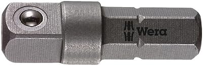 Wera 870/1 Adaptor 1/4 Square to 1/4 Hex Drive Nutsetter Tool Silver 25mm