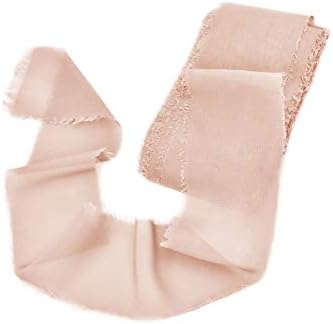 Mixsuperstore Pearl Pink Chiffon Ribbon Handmade Sample Swatch 2-1/2"x 18Yd Fringe Ribbon for DIY Crafts, Wedding Party Decorations