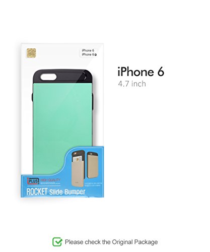 iPhone6 Plus / iPhone6S Plus (5.5" screen) Wallet Case [Card Slot] [Heavy Duty] Slim Fit Hybrid Tough Shield Rubber Back Bumper Slide Cover For Apple iPhone 6 6S Plus + (Mint) - Thumbnail 6