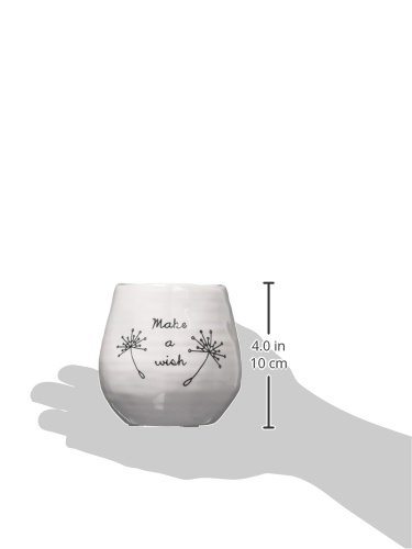 Pavilion Gift Company 77110 Plain Dandelion Wishes - Make A Wish White Ceramic Soy Serenity Scented Candle,