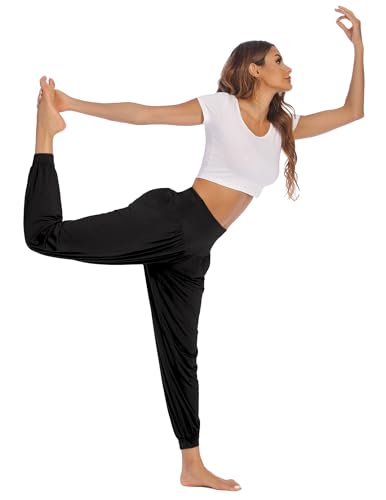 PINSPARK Yoga Trousers Women's Long Harem Trousers Sports Yoga Trousers Curvy Jogging Bottoms Oversize Harem Trousers Leisure Trousers Elegant Sports Trousers