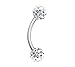 BodyJ4You Eyebrow Ring Clear Crystal Ferido Ball 16 Gauge Surgical Steel Curved Barbell Piercing Jewelry