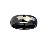 Batman Print on a Black Stainless Steel DC Width Band Ring R380 Size 5 - 13