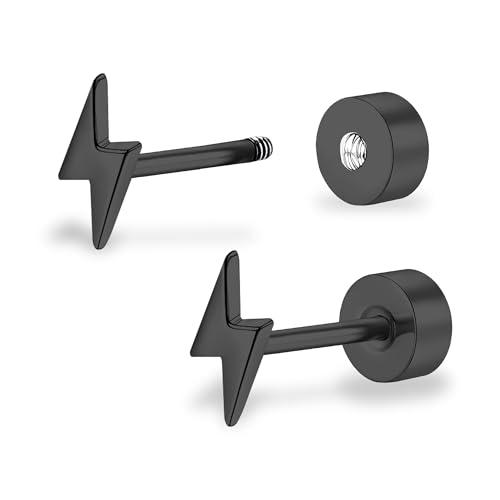 Zde Titan Frauen Flatback Ohrringe Himmlische Blitz Bolzen Damen Ohrringe 5Mm Flach Zurück Cz Hypoallergen Knorpel Flatback Ohrring Tragus Helix Tragus Conch Piercing