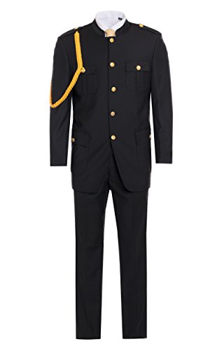Men's Premium Black Military Cadet Uniform Tuxedo Suit (Black Military Cadet Uniform, 56 Regular) - Thumbnail 5