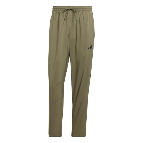Hombre Essential Three Stripes Stanford Open Hem Pants, Olive Strata/Black, XL