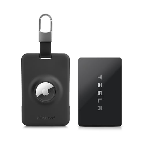 Photo 1 of PROfezzion Tesla Key Card Holder with AirTag Slot, AirTag Tesla Card Plastic Card Key Holder for Model 3 Y S X Cybertruck with Keychain Key Rings, Key Card Protective Case Cover for Tesla - 1 Pack