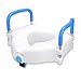 Health Line Massage Products 5 inch Elevated Raised Toilet Seat Commode Seat Riser, with Removable Padded Handles & Locking Mechanism, Portable and Sturdy for Handicapped, Elderly and Seniors