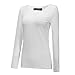 OThread & Co. Women's Long Sleeves V-Neck T-Shirt Plain Basic Spandex Tee (Small, White)