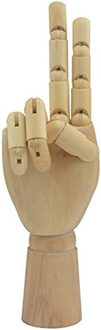 BooWoo 9.8" Wooden Artist Manikin Articulated Mannequin with Wooden Flexible Fingers - Perfect For Drawing the Human Hand Female Right Hand