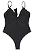 LEISUP Womens Plus Size Lace Up Hollow Out High Waist Strappy One Piece Swimsuit XL Black