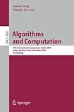 Algorithms and Computation : 16th International Symposium, ISAAC 2005, Sanya, Hainan, China, December 19-21, 2005, Proceedings, , 3540309357