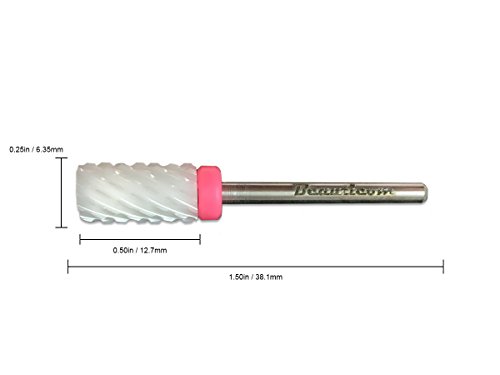 Beauticom  Professional USA High Quality Ceramic White LARGE Barrel Bit Nail Drill (Grit: TRIPLE 3X COARSE) 3/32" Shank Size