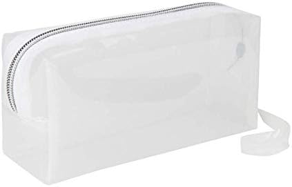 Large Clear Pens Bag Zipper Cosmetic Jelly Pencil Case School Stationery Students Pencil Bag(Clear White)