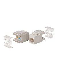 Monoprice CAT6 RJ 45 Punch Down Keystone Jack corto de 180 grados cuerpo 28 mm), color blanco