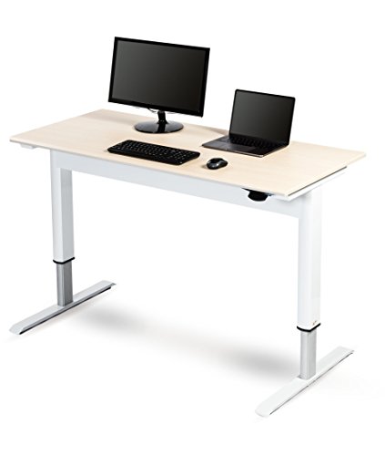 Pneumatic Adjustable Height Standing Desk (56", White Frame / Birch Top)
