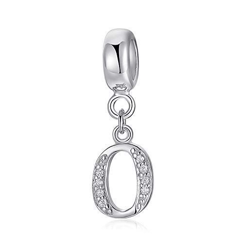 sam panda Alphabet Charms 926 Sterling Silver Letter Initial A-Z Charm Beads Fit pandora for Bracelet, Silver (O)