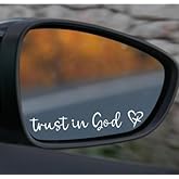 Trust in God Decal, Rear View Mirror Decal, Faith Car Mirror Decal, Bible Verse Christian Gift, Church Teacher Gift, stickers Vinyl Decorative, Waterproof Truck Laptop, Tumblers -White 3pcs