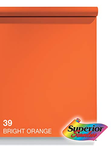 Superior Seamless Photography Background Paper, 39 Bright Orange (53 inches Wide x 36 feet Long)