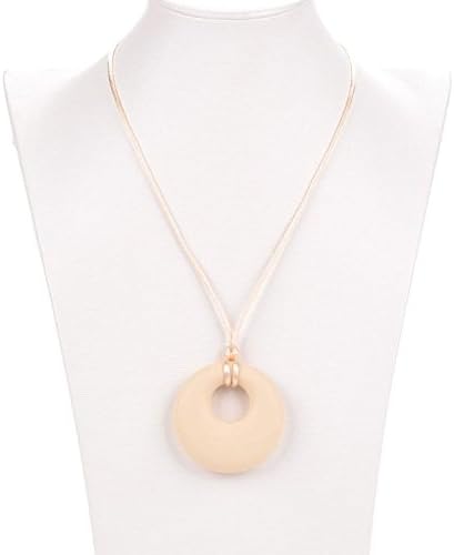 Aishine Teether -Natural Pain Reduce Rainbow Silicone Teething Pendant Nursing Breastfeeding Necklace for Mom &amp; Baby-Educational Organic Food Grade Jewelry ( Circle Beige)